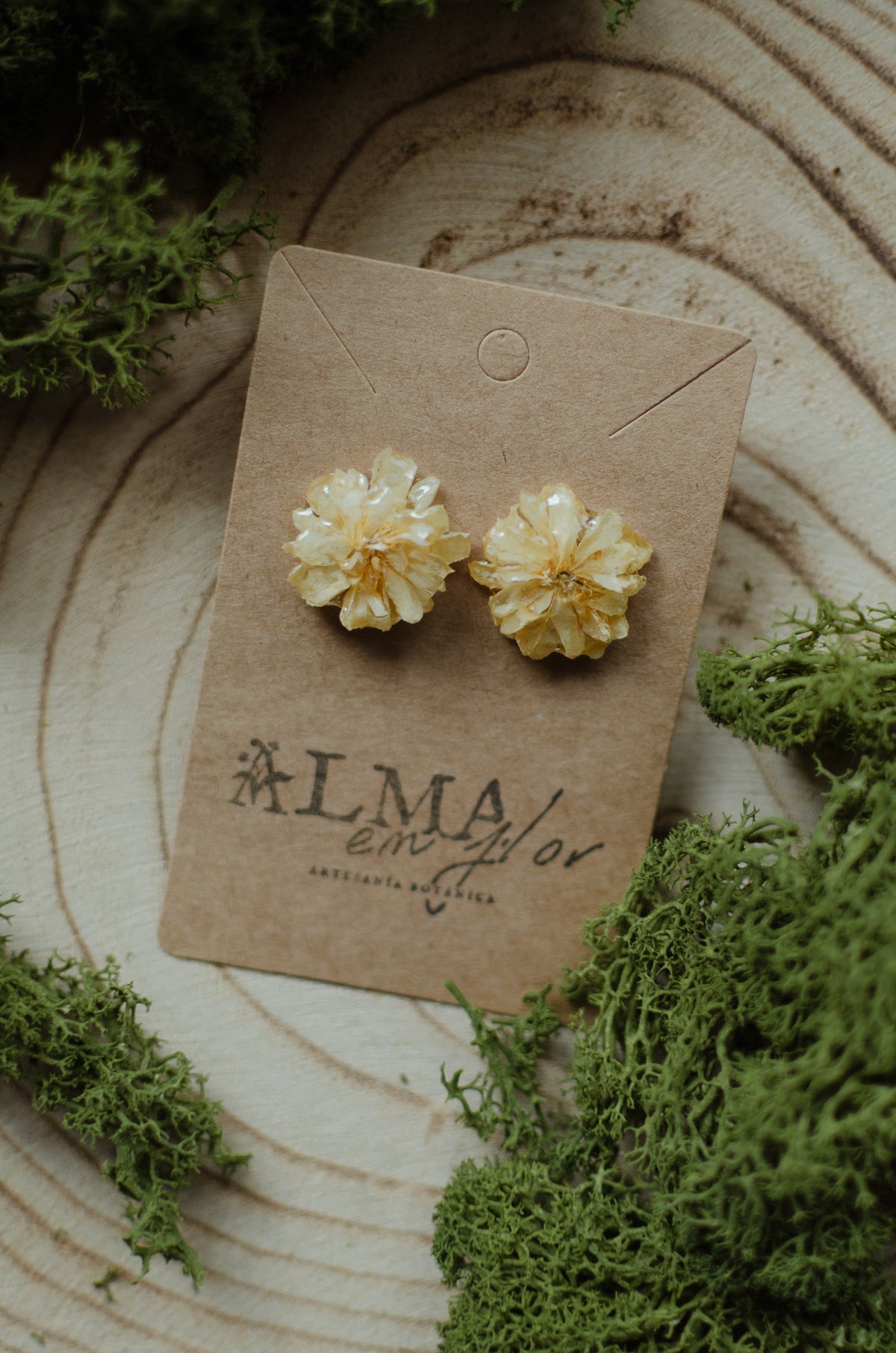 Pendientes rosa banksiae amarilla mini