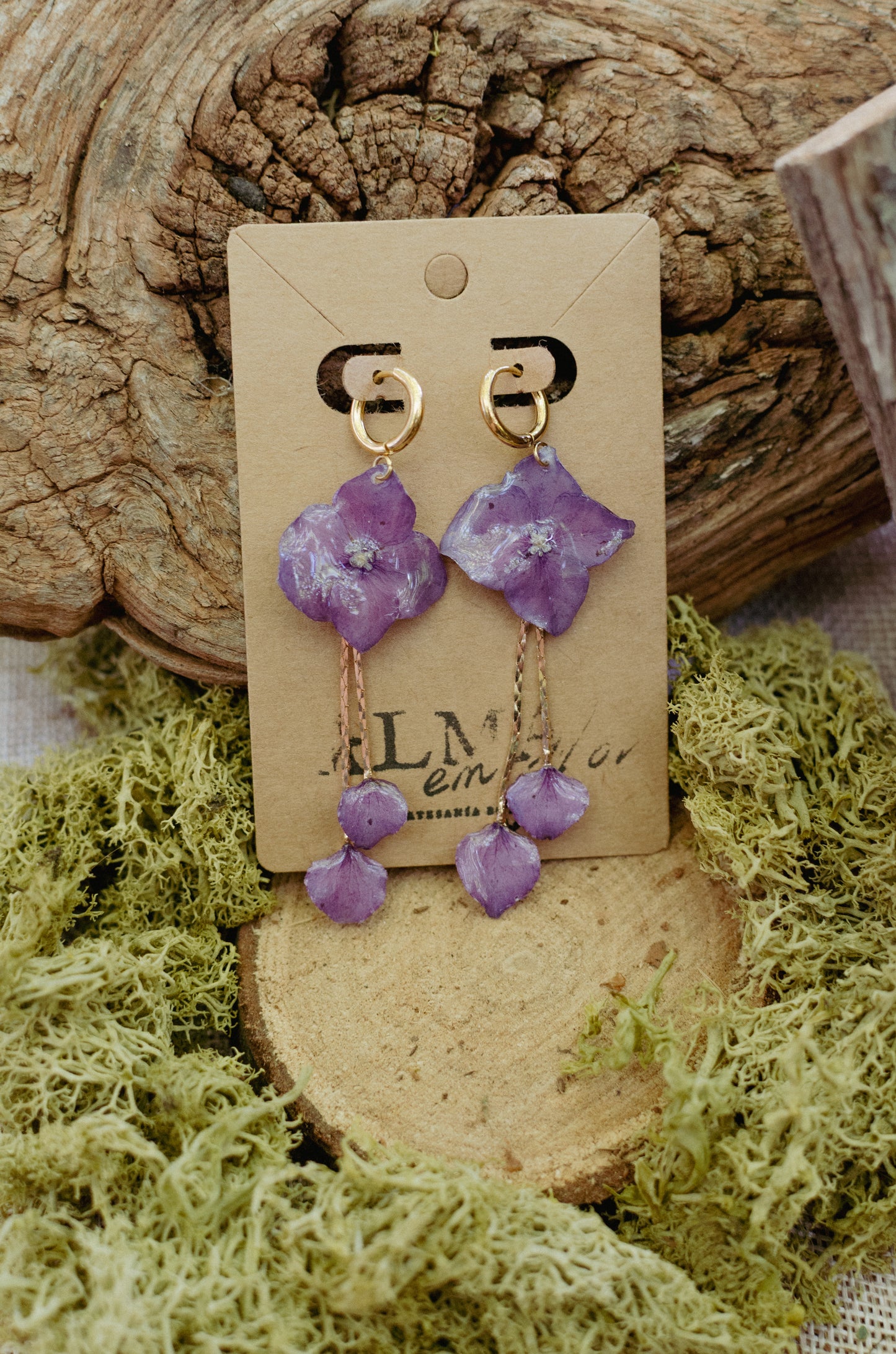 Pendientes colgantes de hortensia