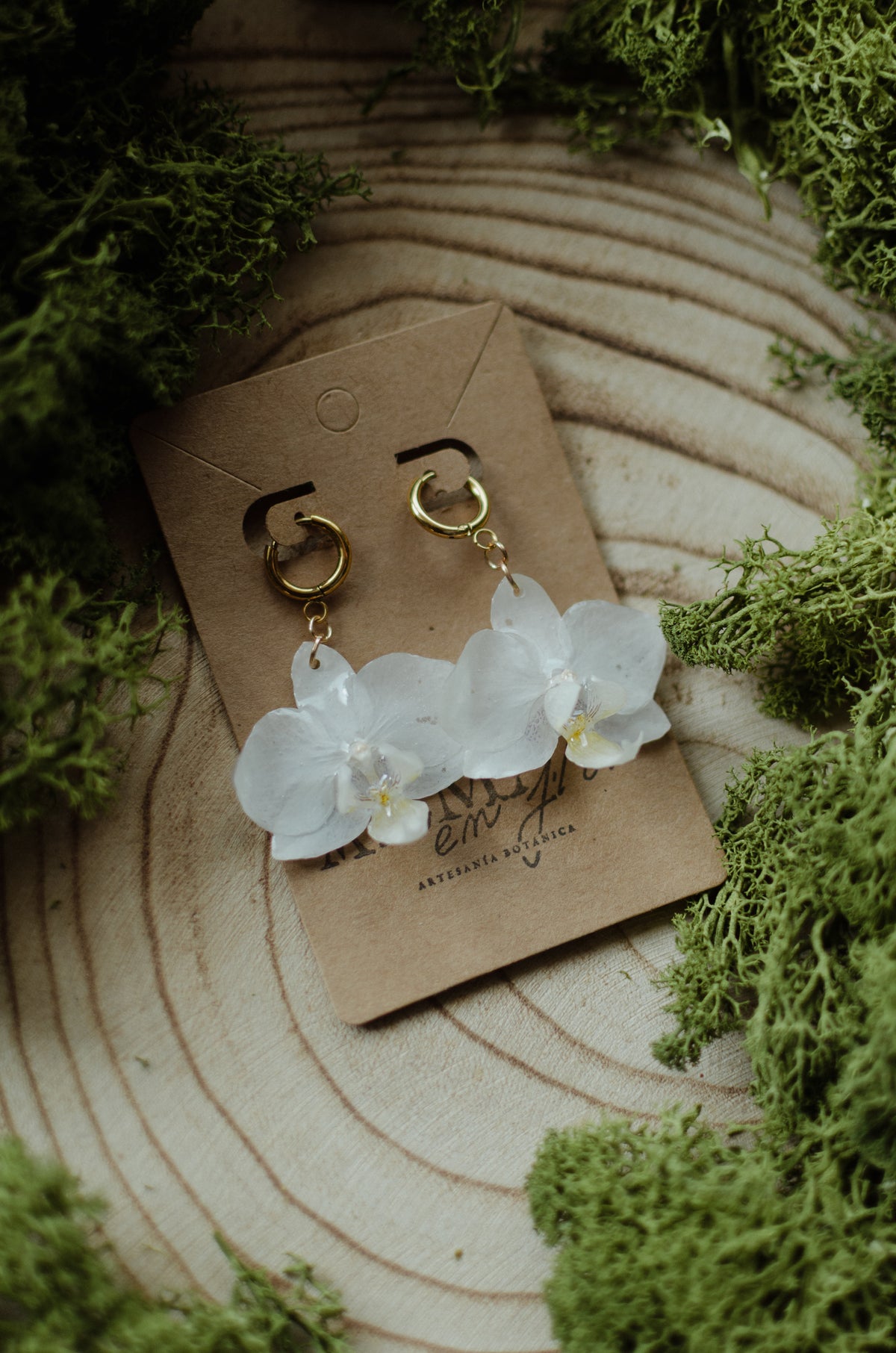 Pendientes orquídea blanca aro