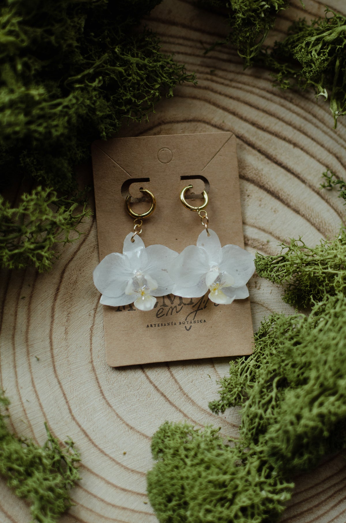 Pendientes orquídea blanca aro
