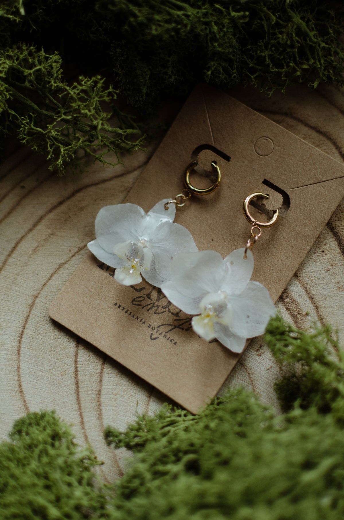 Pendientes orquídea blanca aro